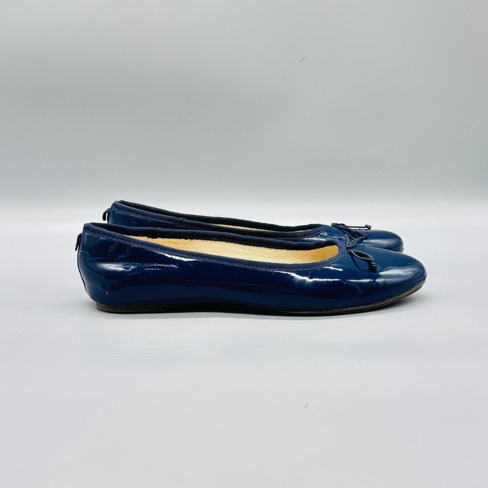 Crewcuts Shoes Kids Girls 5 Blue Patent Ballet Flats Bow Slip On Dress Casual
